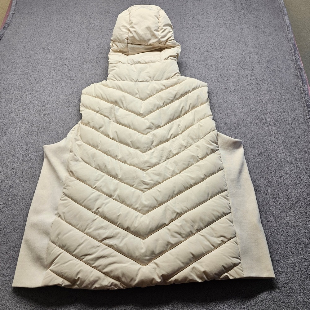 Tahari Puffer Vest Womens 3X Cream Insulated Regular Fit Drawcord Hood Full‎ Zip - Picture 2 of 14